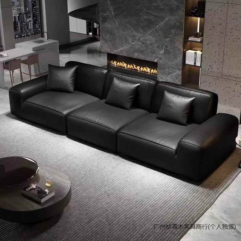 大黑牛沙发意式简约现代客厅真皮豆腐块直排乳胶休息沙发公寓出租