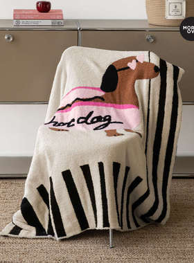 Moreover毛毯办公室午睡毯 Feliz热狗半边绒盖毯沙发毯空调毯子