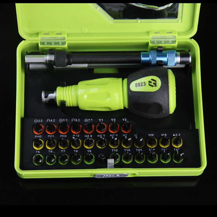 厂家直销晖嘉琦34合1多功能家用起子组合带棘轮螺丝刀 梅花+-批