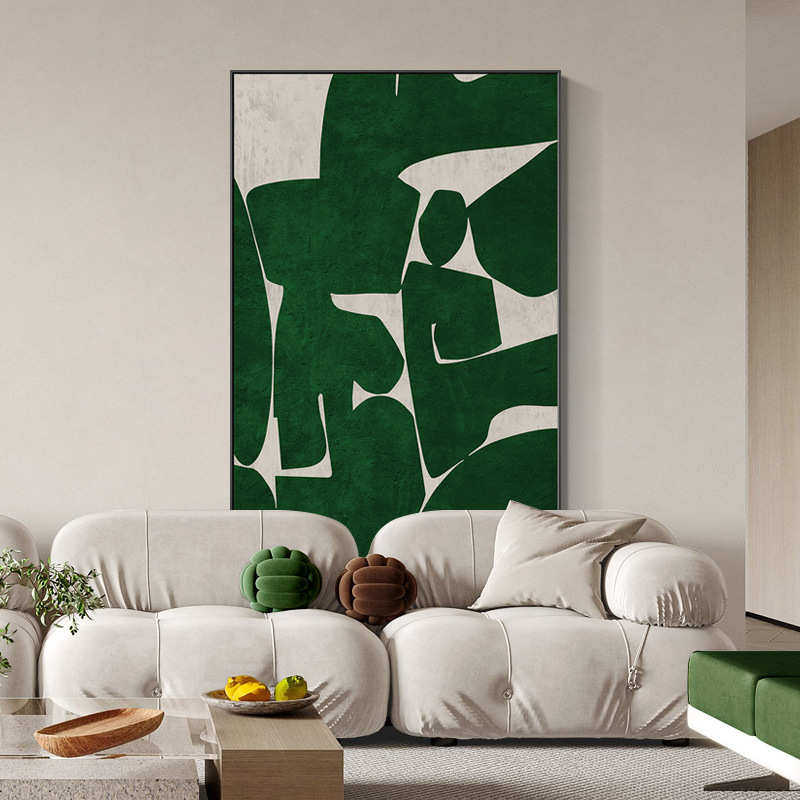 绿意侘寂赤贫风客厅壁画沙发背景墙装饰画绿色简约大幅艺术落地画,家居饰品,现代装饰画,淘宝优惠券,粉丝福利购,淘宝优惠卷