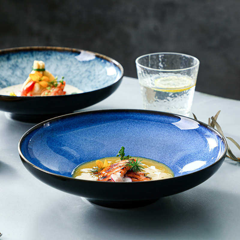 复古沙拉斗笠碗家用高颜值陶瓷碗加厚防烫泡面碗日式酒店餐厅汤碗