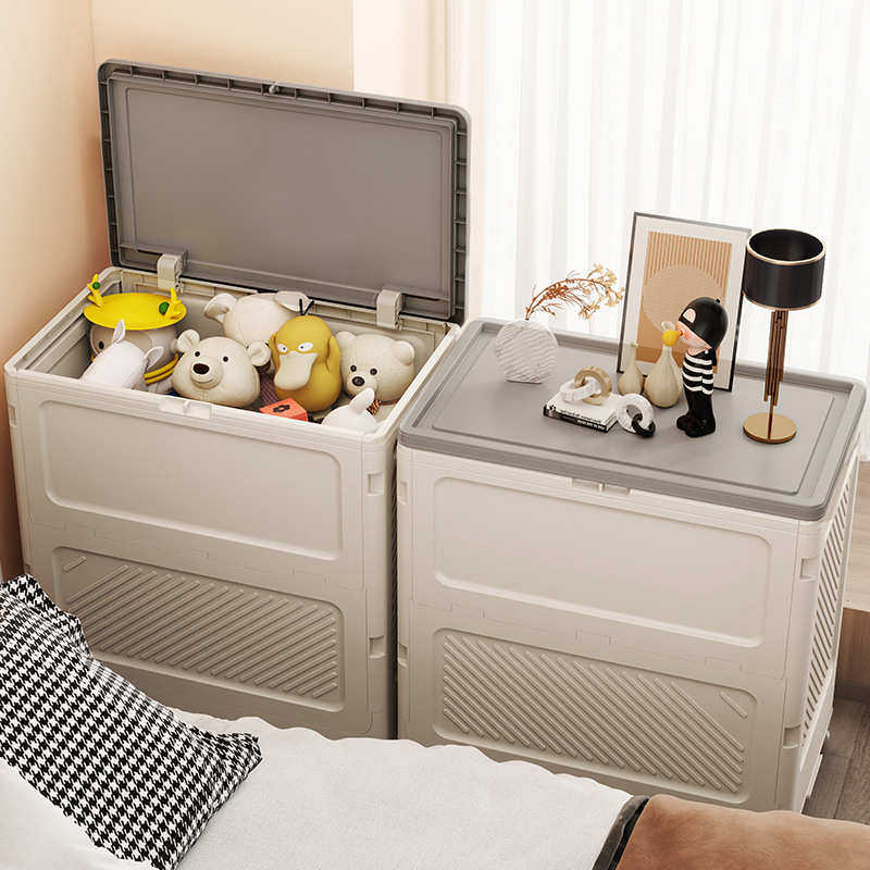 可折叠带盖收纳箱大容量加厚整理箱家用收纳整理衣服储物箱带滑轮