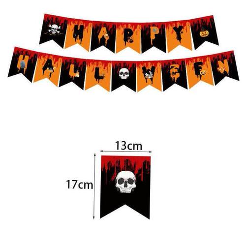 Halloween skull pumpkin pull banner latex balloon cake inser