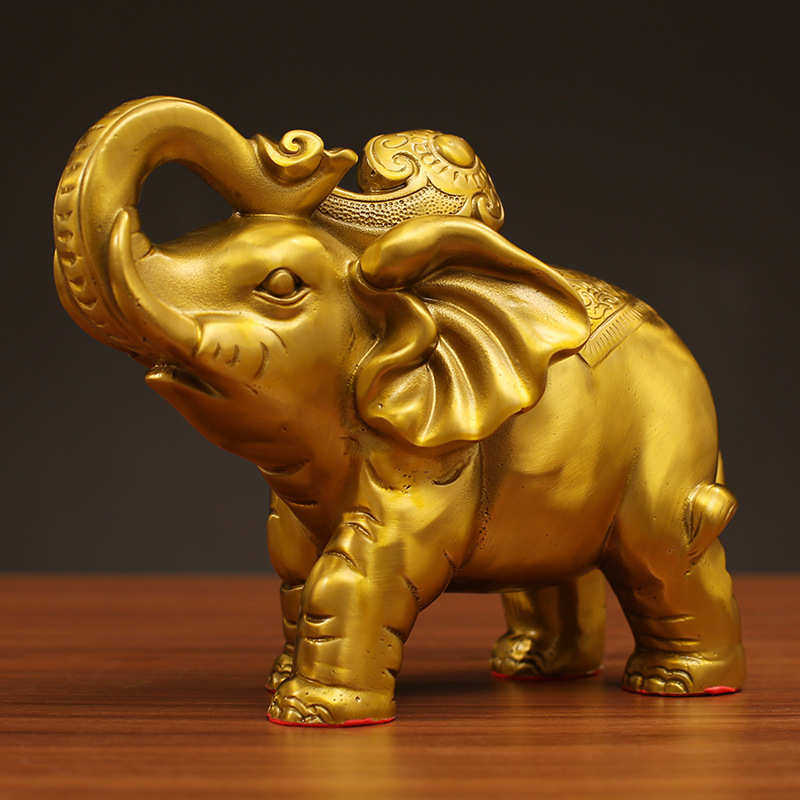 《财福对象》全铜工艺品摆件如意大象家居客厅玄关办公室桌面饰品