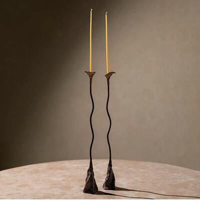 现原意式极简中古风蔓蔓烛台金属模摆件茶室书房桌面家居装饰摆件