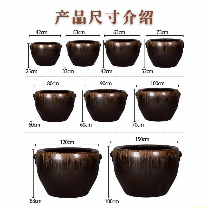 高端景德镇陶瓷鱼缸睡莲荷花锦鲤乌龟缸种树盆庭院门海招财狮耳大