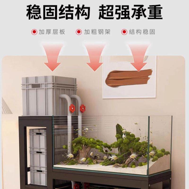 新款鱼缸底柜客厅底座金属承重多层鱼缸架落地架子鱼缸桌子跨境