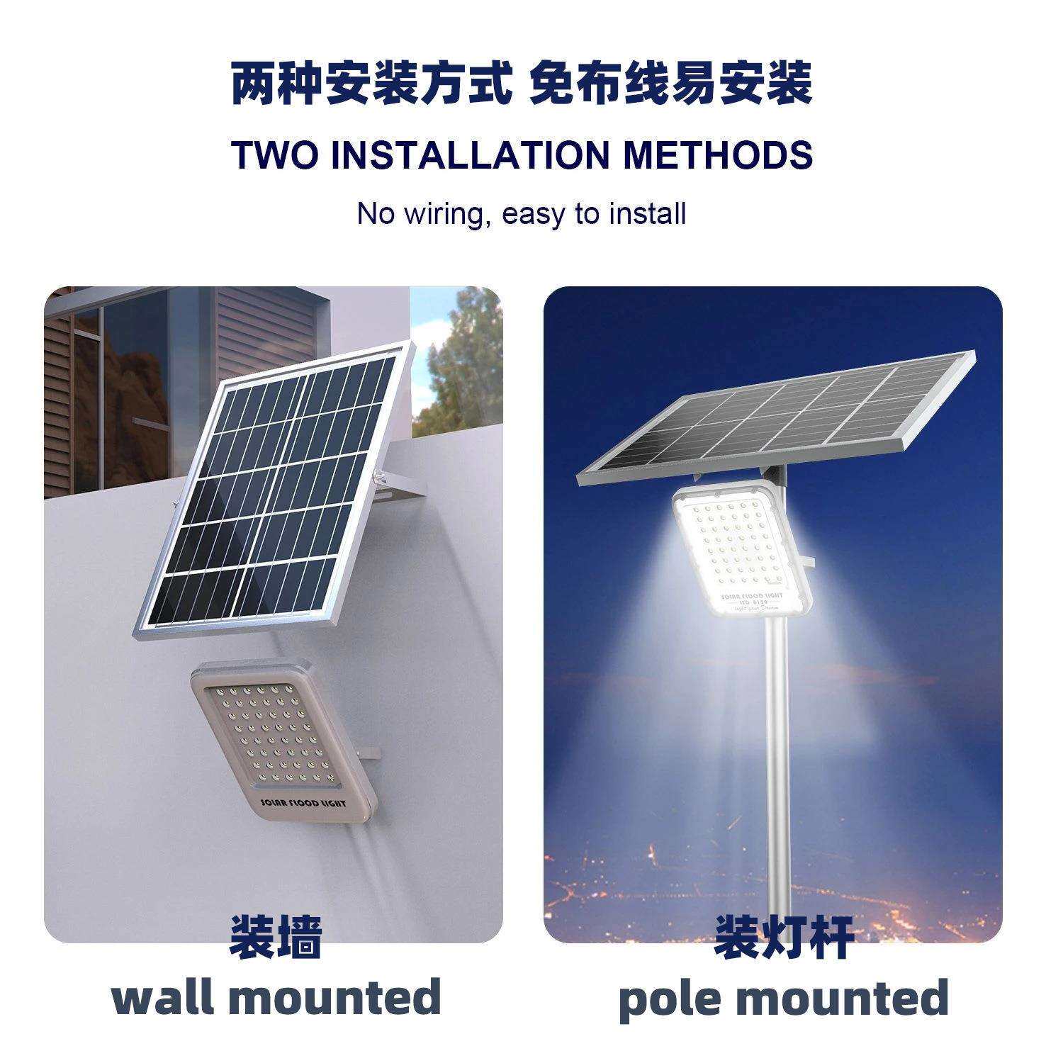 压铸铝太阳能投光灯带电量显示180度旋转支架庭院公园停车场照明