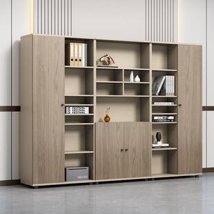 书柜落地收纳储物柜办公室文件柜木质档案资料柜简约现代 开放式