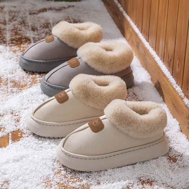 秋冬加绒加厚棉鞋软底舒适外穿雪地靴女保暖厚底一脚蹬居家保暖男