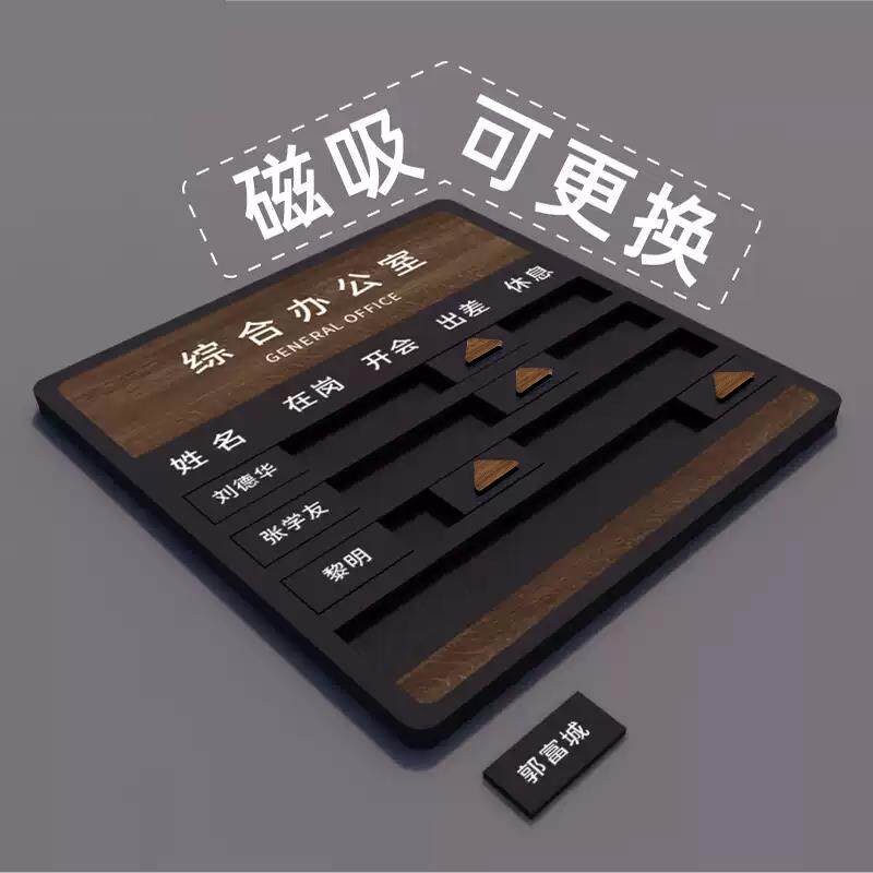 人员去向牌磁吸可更换定制办公室员工寝室工作人员告知牌领导在岗
