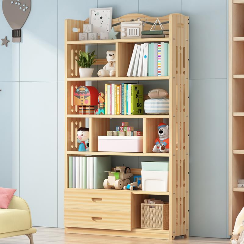 实木书架儿童书家柜约置物架落地简F76STJ8J桌上多层收大容量学生