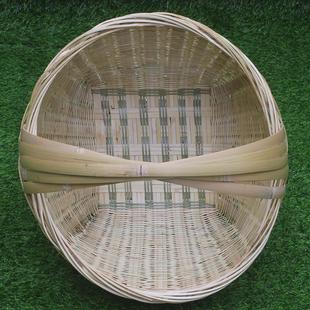 竹子编织竹制品大全竹箩筐竹编老式手工艺品手提圆篮摘菜篮鸡蛋篮