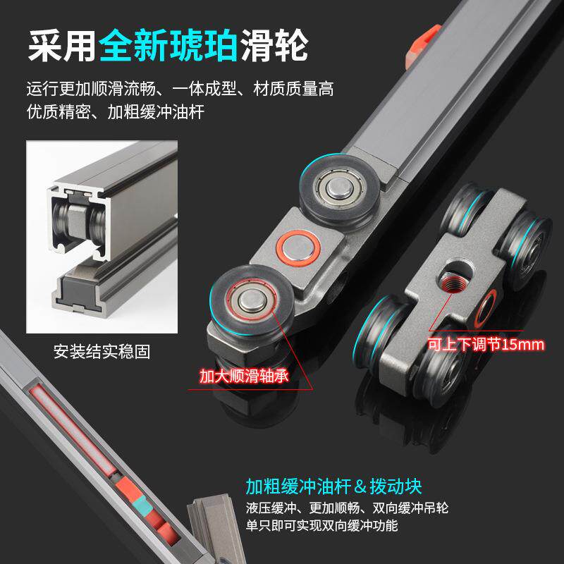 kg吊趟门移】重型琥配珀轮双缓冲房【门推拉移轨门吊滑口袋门道五