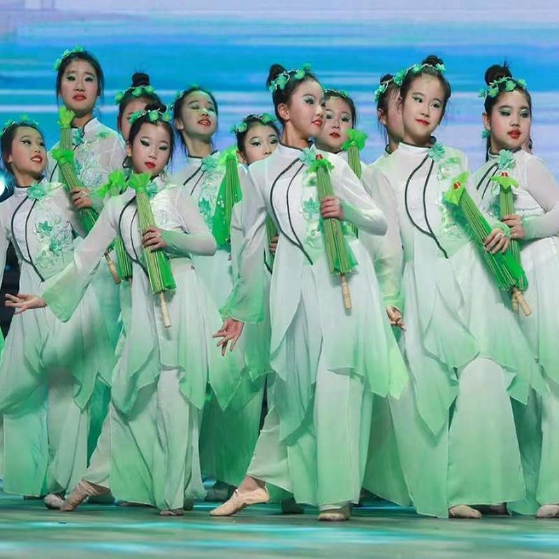 六一儿童古典舞演出服飘逸茉莉花扇子舞表演服中国风舞蹈服古风纱