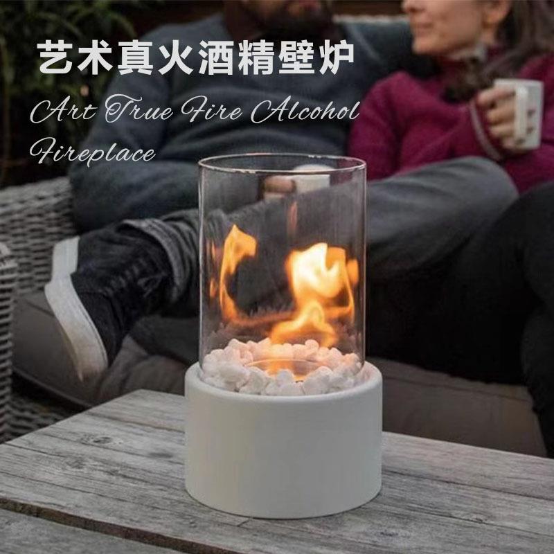 桌面酒精壁炉小型酒精壁炉装饰火炉圆形便携式取暖器网红桌面摆件