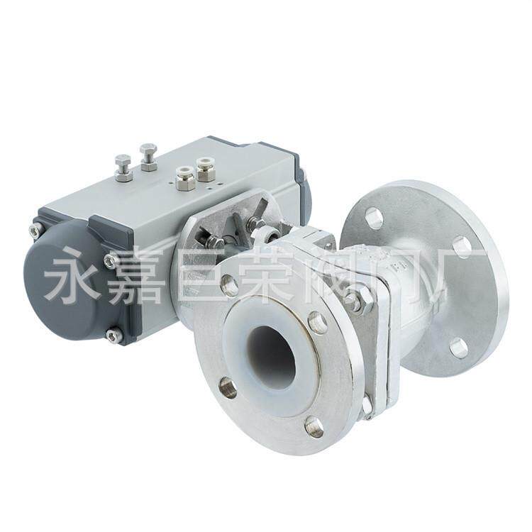 南高阀门生产Q641F46-16C气动衬氟球阀铸钢材质防腐法兰球阀