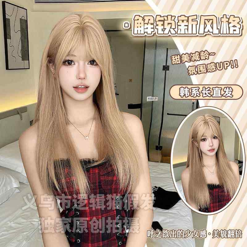 逻辑猫日常假发女长发lolita全头套黑长直逼真彷真自然韩式中长发