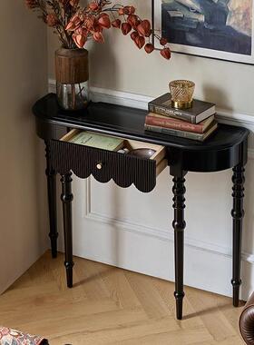 法式厅复古对实柜木玄关柜入户正门小户815型隔断柜黑色客走廊边