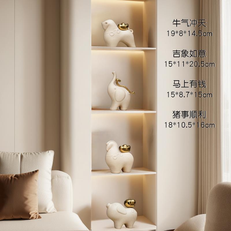 正品新中式马上件有钱招摆件家居好物摆客厅玄关财电视柜酒摆柜装