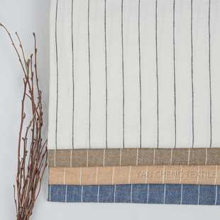 亚麻棉条纹洗水布 双色棉麻洗水麻休闲亚麻面料 200g棉麻斜纹色织