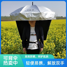 采茶伞遮阳伞防晒伞摘茶叶太阳伞雨伞帽子免持茶农专用可以背的伞