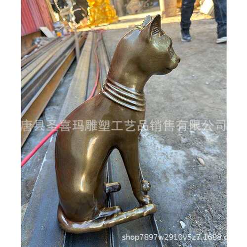 纯铜猫狗动物雕塑落地摆件招财纳福前台两侧工艺品厂家制作铸铜铁