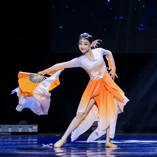 桃李杯灵鳞演出服中国风古典舞扇子舞蹈表演服红鳞独舞艺考舞蹈服