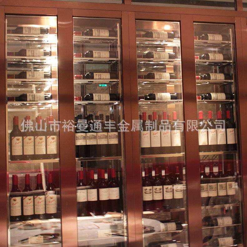 新款直销酒店家用客厅餐厅隔断柜美式恒温不锈钢酒柜制作展示柜立