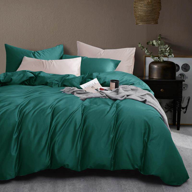 正品简约80支及长绒棉贡缎全埃棉件套1.5四米纯棉8床单被套1.m双