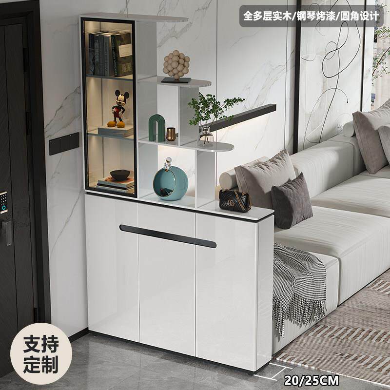 现代简约玄关柜入户正对门双面隔断屏风鞋柜一体门厅实木烤漆定制