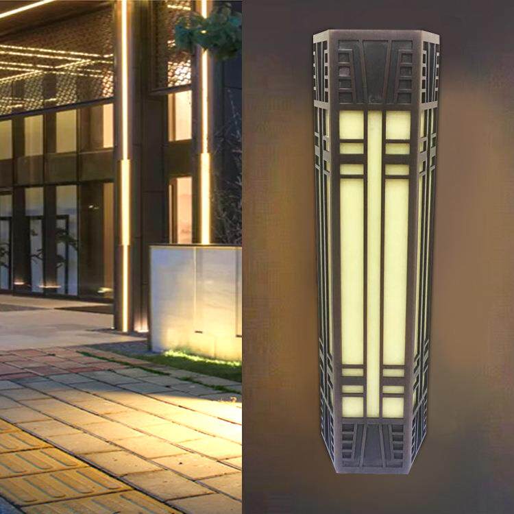 商业街小区广场过道灯别墅长方形复古壁灯户外LED仿云石led壁灯