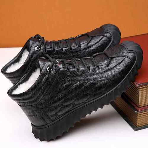 正品P加love帮r冬皮季保暖厚棉皮鞋男头层牛羊毛皮毛一体高男士爸