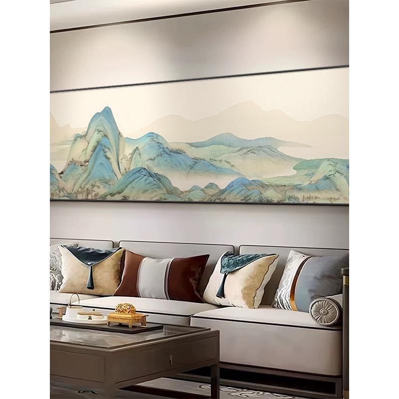 2025新千里江山客厅装饰画挂画沙发背景画适合大型白墙壁画