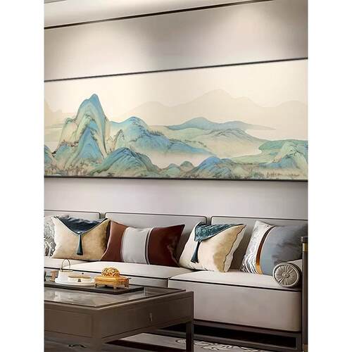 2025新千里江山客厅装饰画挂画沙发背景画适合大型白墙壁画