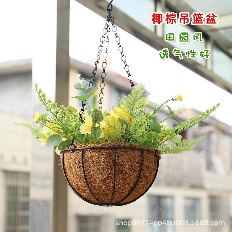 吊篮花盆椰棕吊兰环保透气家用悬挂式吊盆田园风铁艺垂吊