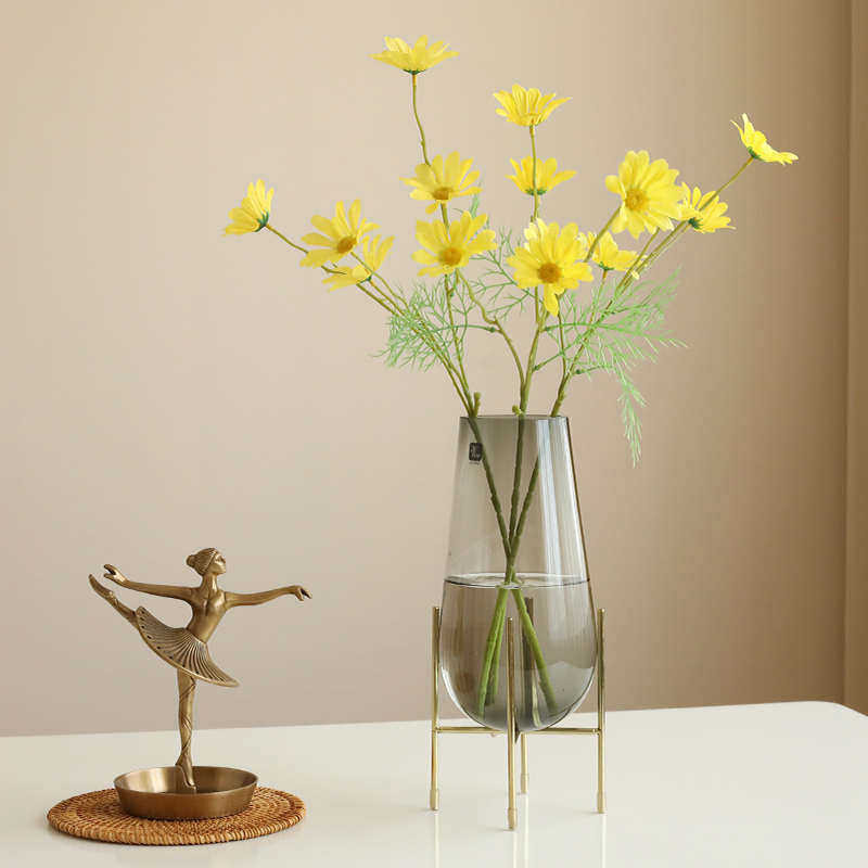 欧式轻奢创意透明支架玻璃花瓶现代简约客厅餐桌插花摆件水培装饰,家居饰品,花瓶,淘宝优惠券,粉丝福利购,淘宝优惠卷