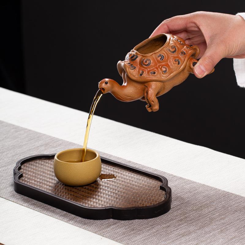特高温柴烧手工茶壶宜兴紫砂壶工堂直播源头茶具龙龟摆件公道杯