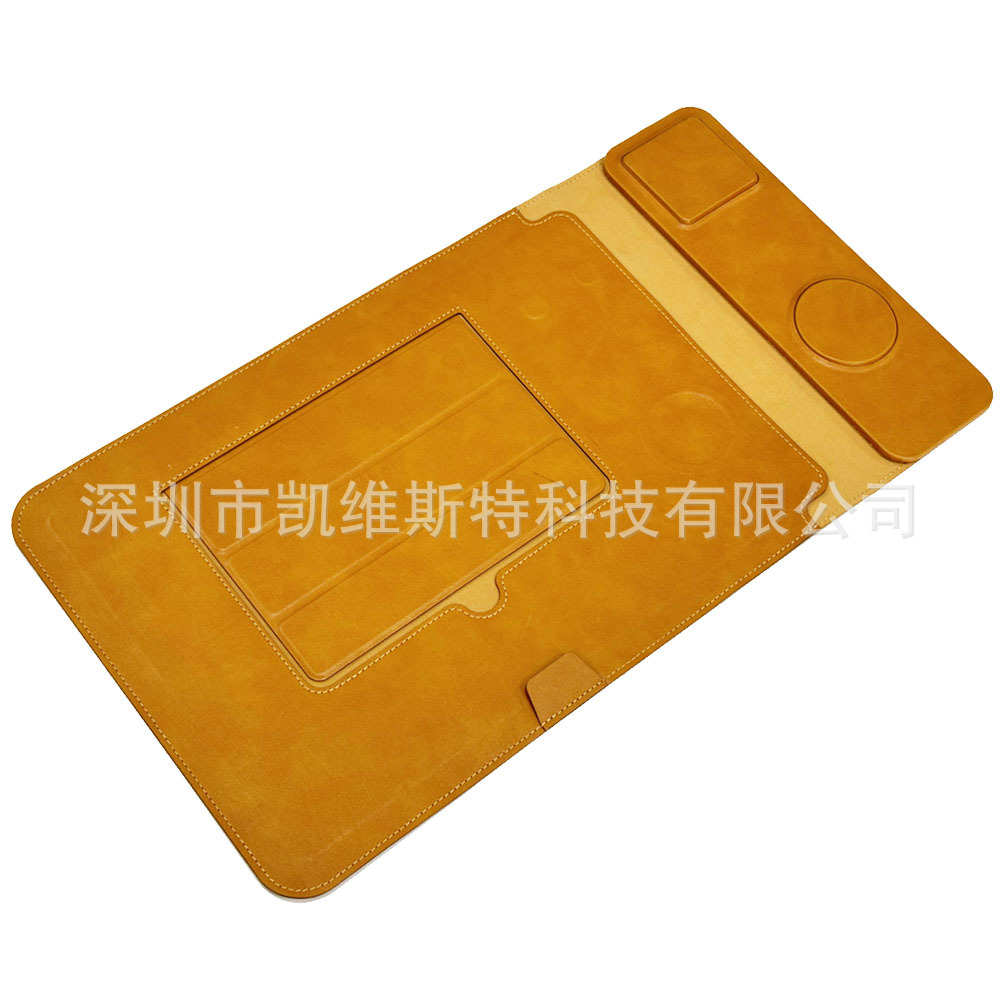 适用macbook多功能内胆包15W无线充PU皮革便携笔记本电脑保护套