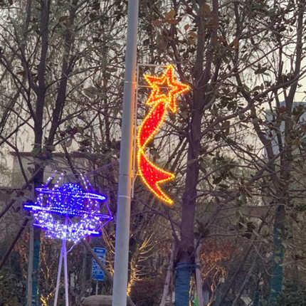 春节五星飘带路灯杆装饰灯市政道路亮化路灯杆挂件灯led造型灯