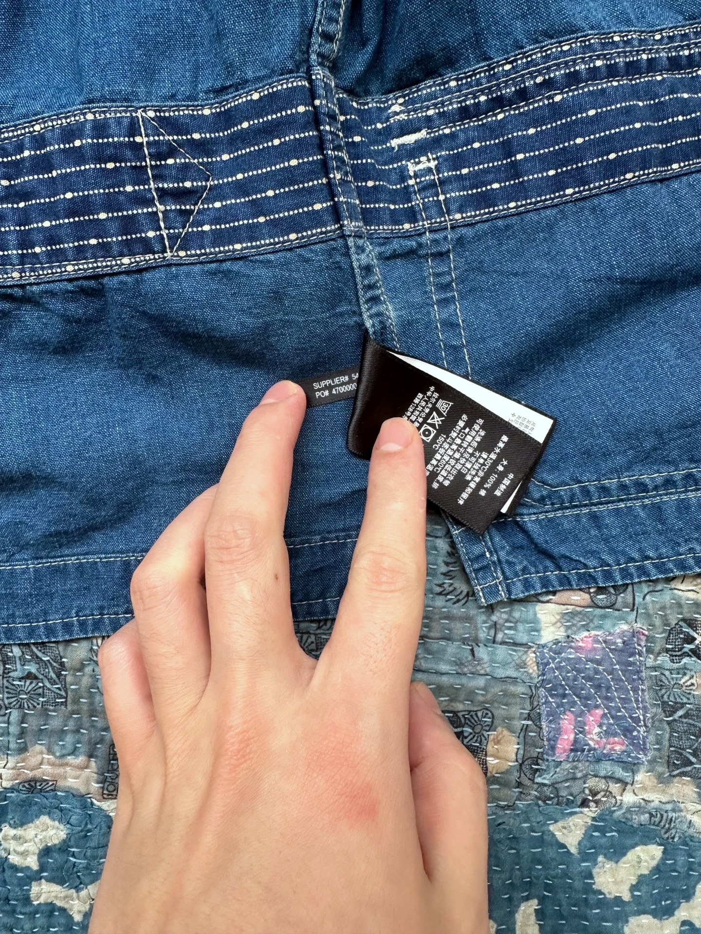 RRL Blue Denim Workwear Vest — label