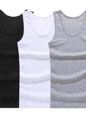 Hot Sale 3pcs / 100% Cotton Mens Sleeveless Tank Top Solid M