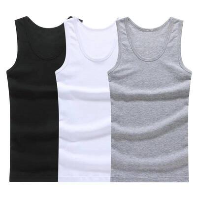 Hot Sale 3pcs / 100% Cotton Mens Sleeveless Tank Top Solid M