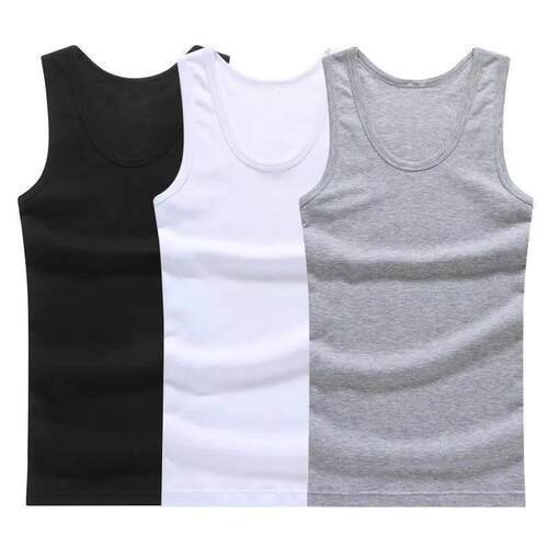 Hot Sale 3pcs / 100% Cotton Mens Sleeveless Tank Top Solid M
