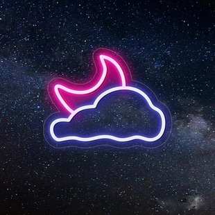 signs flex led霓虹灯月亮亚克力背板硅胶创意发光造型灯装 饰neon