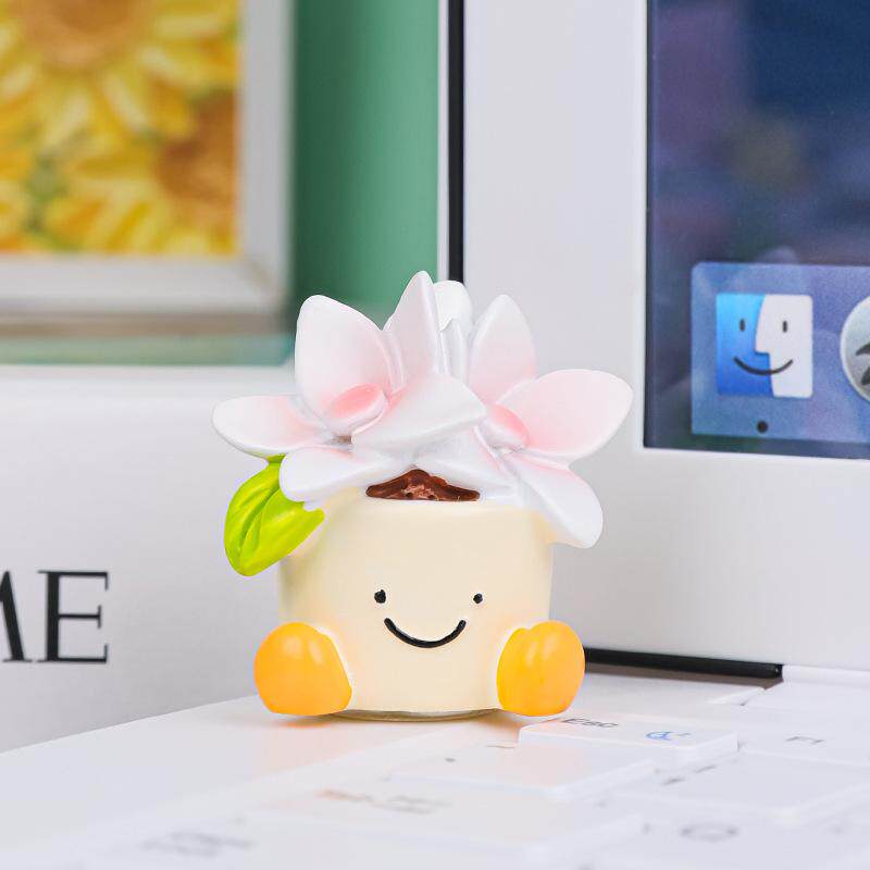 汽车摆件小花装饰品车载中控台摆设车内可爱花盆植物装饰盆栽公仔