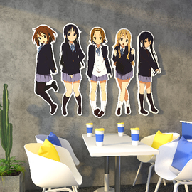 饮品店氛围布置墙面jk动漫女孩装饰画奶茶店主题背景轻音少女贴纸