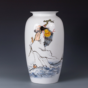 收藏级佛系花瓶 齐白石嫡传人刘培竹大师写意手绘装饰瓶高端摆件