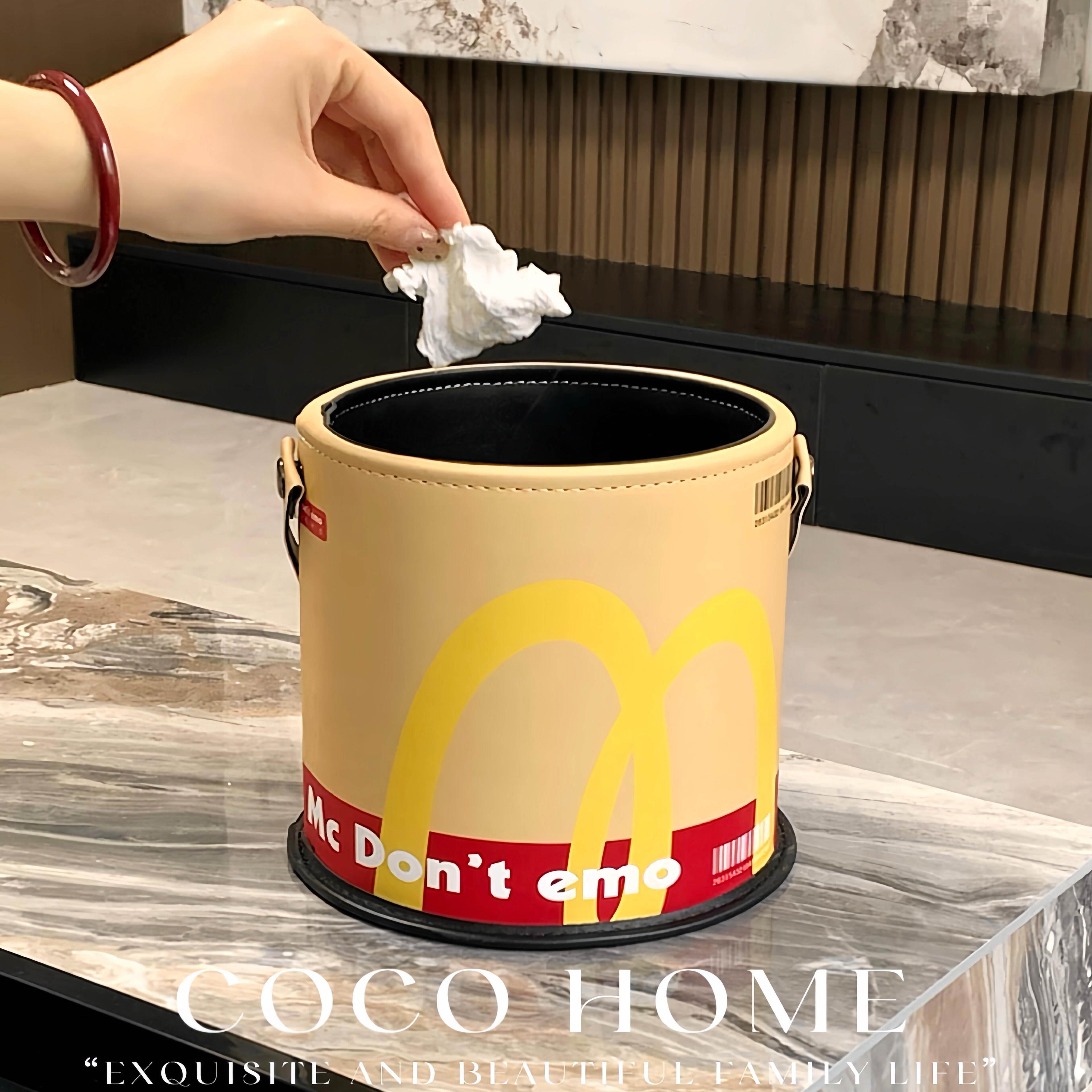 麦门挂饰车载垃圾筒高颜值家用茶几桌面迷你垃圾筒带提手收纳桶