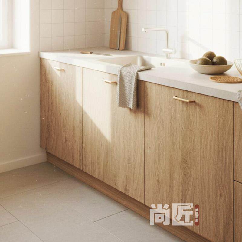 原木风厨房柜门子家具翻新贴膜灶台改色加厚仿木纹防水耐高温阻燃